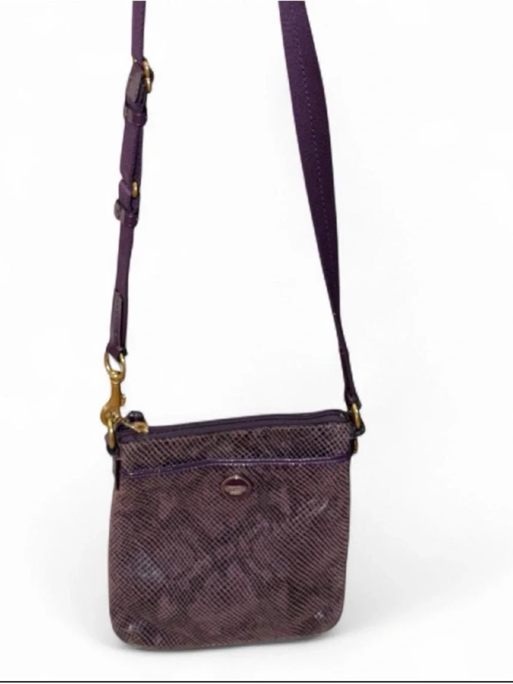 Coach Purple Snakeskin Zip Purse